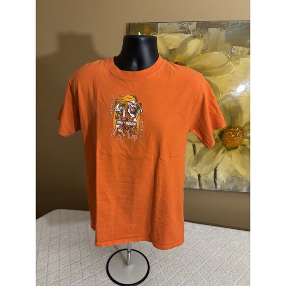 Vintage Harley Davidson 2 Sided Joker Las Vegas Nevada Orange Tee Men’s Size M - Picture 4 of 16